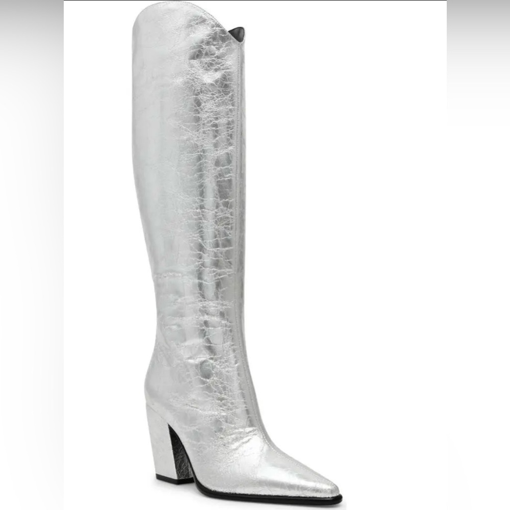 Steve Madden Metallic Silver Heeled Boots